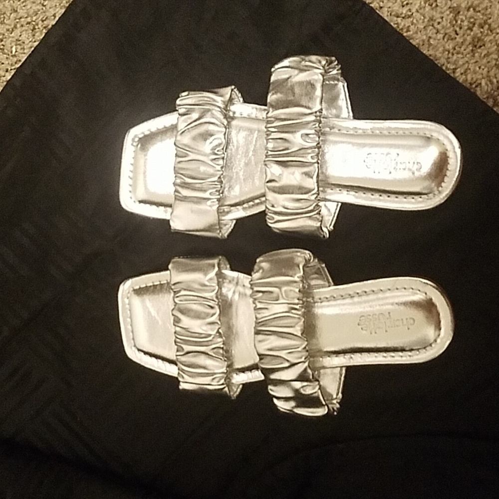 Silver Double Band Ruffle Sandals